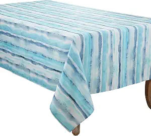 SARO LIFESTYLE Watercolor Design Tablecloth, Blue, 65"x104"