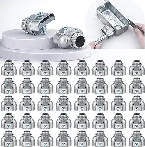 Tandefio 3/8" Flexible Conduit Metal Duplex Connector for Flex/ac/nm, 48pcs