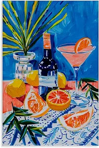 Stupell Industries Wine Bottle Citrus Kitchen, 16 x 24 Inch Canvas Wall Art