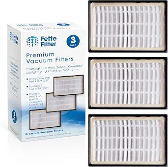 Fette Filter - 53296 EF-9 HEPA Media Filter for Kenmore 21814, 81714, 22614, 31140, 31150, BU1017, BU1018, BU1005, 10065, 40195, 22614, 81714, Upright and Canister Vacuum - Pack of 3 Part # 53296