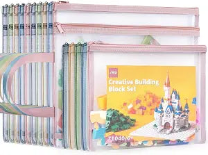 15 Pack Colored Mesh Zipper Pouch Bags Double-layer Pencil Pouch 3+