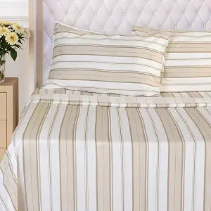 THE ART BOX Twin Size 4 Piece Sheet Set - Comfy Breathable & Cooling Bed Sheets - Hotel Luxury Bedding for Women, Men, Kids & Teens - Deep Pockets, Easy-Fit, Super Soft, Wrinkle Free - Khaki Stripes