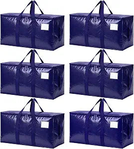 Songrey Extra Large Heavy Duty Moving Bags, 6 Pack, Dark Blue