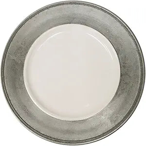 Charge It by Jay Leaf Charger Plate 13 Decorative Melamine Service Plate for Home, Professional Dining, Perfect for Upscale Events, Dinner Parties, Weddings, Banquets, Catering, 1 Piece, Silver