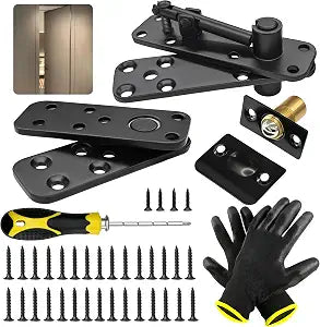 KJE Hidden Door Hinge, Heavy Duty 360 Rotation Door Pivot Hinge, 570Lbs Load-Bearing Thickened Solid Stainless Steel for Secret Doors, Bookcase, Murphy & Shelf Doors - Includes Hardware Kit