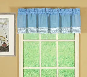Today's Curtain, Salem Macram Trim Valance 12", Blue, 60" W x 12" L