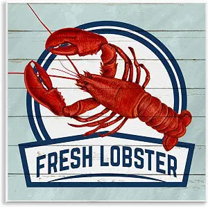 Fresh Lobster Rustic Beach, 12 x 12 Inch Mounted Print on Wall Plaque