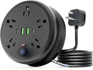 Power Strip Surge Protector-6.56 ft Retractable Travel Extension Cord Portable Powerstrip with 5 Outlet 2 Smart USB Port 2 USB C for Home Office Travel