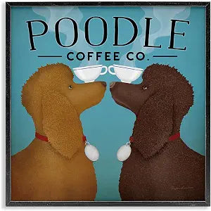 Vintage Poodle Coffee Co Animal, 17 x 17 Inch Framed Gicle Print