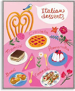 Italian Desserts Table Kitchen, 16 x 20 Inch Framed Gicle Print