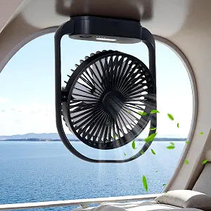 Magnetic Cruise Ship Approved Fan with LED Light, 4000mAh Battery Operated Portable Fan with 4 Speeds, Magnetically Sticks on Cabin Ceilings and Walls - Black