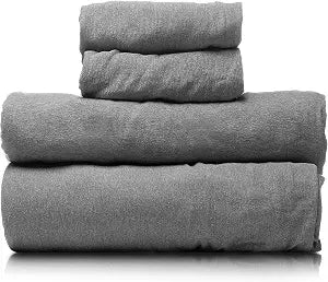 Linteum Solid Jersey Knit Sheet Set Twin 100% Cotton Light Grey 4-Piece