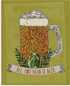 Beer Floral Pattern Stein Mug, 16 x 20 Inch Canvas Wall Art