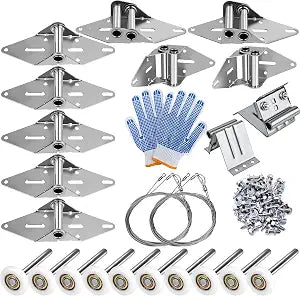 Romalon 2026 Upgraded Garage Door Hardware Kit - 10 Nylon Rollers, 9 Hinges, 2 Top Brackets, 2 x 118 Wire Ropes | Fits 7' Residential Garage Doors