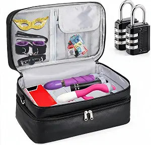 Lockable Sex Toy Storage Bag, Discreet Adult Toys Organizer with Dual Locks