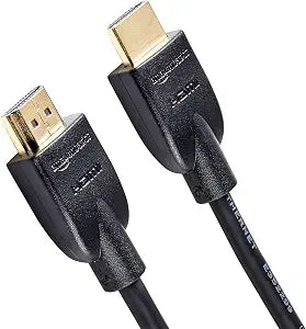 Amazon Basics HDMI Cable, 6ft, 4K@60Hz, High-Speed 4K HDMI 2.0 Cord with Ethernet, 18Gbps, 2160p, 48 bit, Compatible with TV/PS5/Xbox/Roku/Blu-ray, Black