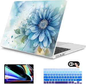 Mektron for 2026 MacBook Air 13-inch M5 Laptop Case A3449 with 13.6-inch Liquid Retina Display Fits 2025 A3240 M4 2024 A3113 M3 2023 A2681 M2 Shell for MacBook Air 13.6", Watercolor Blue Flower