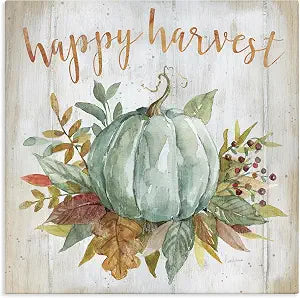'Happy Harvest Seasonal Pumpkin'| Canvas Art