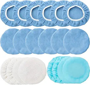 Mudder 20 Pcs 5-6 Inch Car Orbital Buffer Pads Polisher Bonnet, Blue