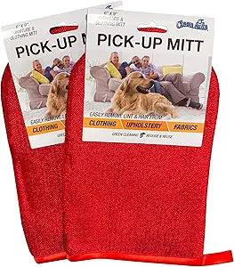 CleanAide Hair Magnet Pet Fur Removal Mitt, Lint, Fur, and Dander Cleanup for Furniture, Clothing, and Upholstery, Reusable, Durable, Quick & Easy Cleaning, Red, 2-Pack