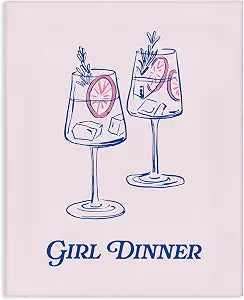 Girl Dinner Cocktails Kitchen, 24 x 30 Inch Canvas Wall Art
