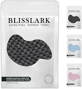 Blissal Exfoliating Shower Towel 48",Premium Scrub Wash Cloth for Body Face, Exfoliating Washcloth for Men and Woman(Black)
