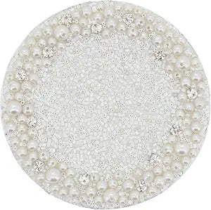SARO LIFESTYLE Beaded Pearl Coasters (Set of 4) Embellished Round Drink Coasters with Decorative Border for Coffee Table, Dining Table and Entertaining, 4", Ivory