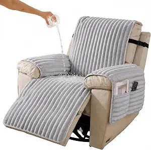Recliner Chair Covers, Non-Slip Waterproof Soft Recliner Covers that Stay in Place for Dogs Furniture Protector, Light Gray, 23"