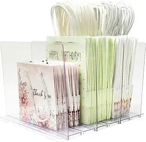 Gift Bag Storage Organizer, Acrylic Clear Shopping Bag Organizer, Adjustable Shelf Divider Bag Organizer for Small Closet, 1 Pack