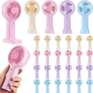 Woanger 24 Pcs Mini Portable Fans Bulk Mini Handheld Fans Small Portable Desk Fan Battery Operated Powerful Fan for Travel Beach Camping (Classic,Bright Color)