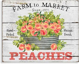 Farmhouse Peaches Still Life, 24 x 30 Inch Canvas Wall Art