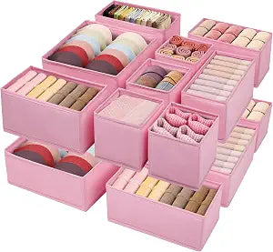 Drawer Clothing Organizer 16-Pack,Fabric Pink Underwear Dividers