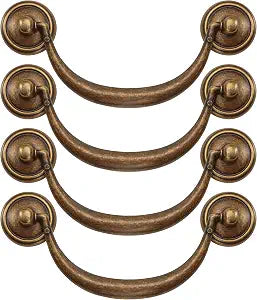 4.5" C-C Bail Handle Drop Pull Vintage Drawer Antique Bronze Style Cabinet Dresser Knob Hardware, Zinc Alloy Furniture Door Pendant Swing for Desk, 114 mm 4 1/2" Center Hole Distance With Screws (4)