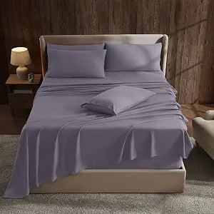 Hearth & Harbor Extra Deep Pocket Sheet Sets, Luxury Soft 6 Piece Bed Sheet Set Fits Mattress 18-24 Inches - Cal King Size, Grayish Purple