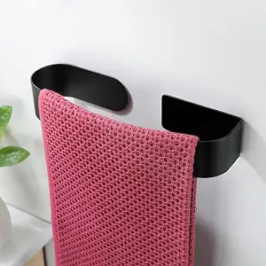 Taozun Hand Towel Holder Black 8.6" Self Adhesive Towel Bar Stainless Steel