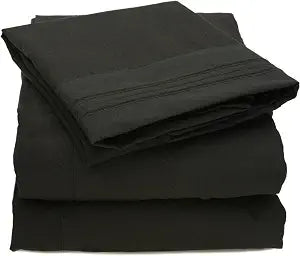 Sweet Home Collection 4 Piece 2000 12 Colors Collection Egyptian Quality Deep Pocket Bed Sheet Set, Queen, Black