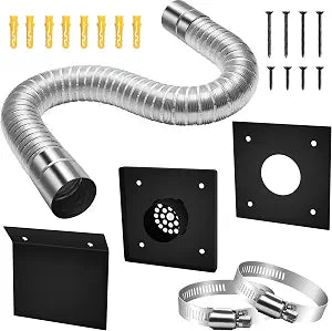 Pellet Stove Pipe Kit, 2" x 59" Aluminum Flex Vent Pipe