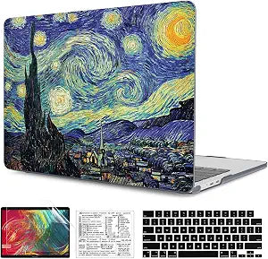 Compatible with MacBook Air 15 inch Case 2026 2025-2023 Release M5 A3448 M4 A3241 M3 A3114 M2 A2941 Durable Plastic Shell Case with Keyboard Cover & Mac OS Keyboard Sticker (Van Gogh Starry Sky)