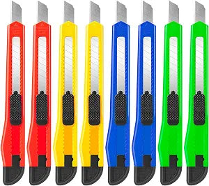 DIYSELF 8 Pack Box Cutter Retractable Utility Knife, 9mm Wide Blade