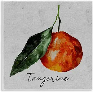Vintage Tangerine Fruit Kitchen, 12 x 12 Inch Mounted Print on Wall Plaque