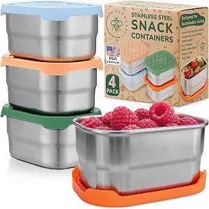 Small Metal Snack Containers - Stainless Steel - 8 oz, 4 PK, Fall Fest