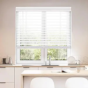 DEZ FURNISHINGS Cordless 2" Faux Wood Blind, 23.5" W x 48" H, White