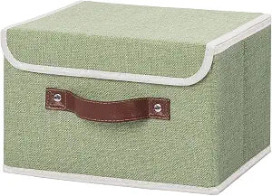ANMINY Fabric Storage Box Bins with Lids, Green, 10"x8"x7"