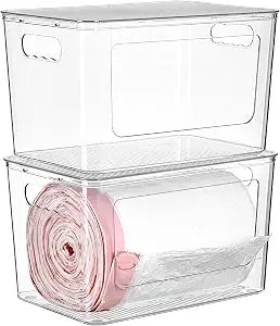 Vtopmart 2 Pack Clear Trash Bag Holder, Stackable Garbage Bag Dispenser