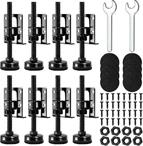 8 Pack Heavy Duty Adjustable Leveling Feet, Furniture Levelers, Leg Levelers with Screws, Lock Nuts and Wrench for Workbench, Cabinet, Wardrobe, Furniture, Table, Shelving Units