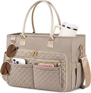 Teacher Tote Bag for Women with Large 15.6" Laptop Storage, Brown