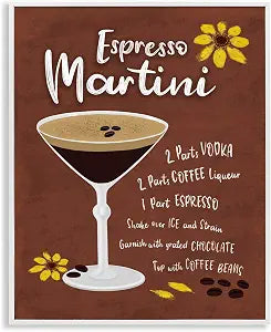 Espresso Martini Recipe Floral, 11 x 14 Inch Framed Gicle Print