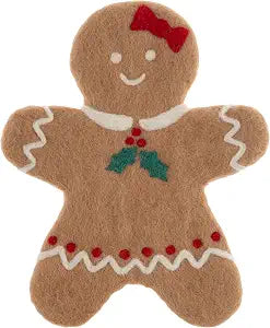 Karma, Felt Holiday Trivet, Chirstmas Heat-Resistant Kitchen Pad, Soft Sturdy Surface Protector for Hot Pots and Pans, Gingerbread Woman