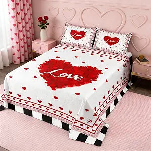 Manfei Love Bedspread King Size, Red Love Heart Print Quilted Coverlet with 2 Pillowcases, Valentine's Day Coverlet Set 3pcs for Lover Couple and Adults Room Decor, Soft Polyester Bedding Quilt