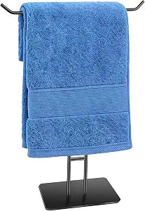 Hand Towel Holder, T-Shape Hand Towel Stand for Bathroom, Stainless Steel Hand Towel Rack Bar Standing for Vanity Kitchen Countertop, Black